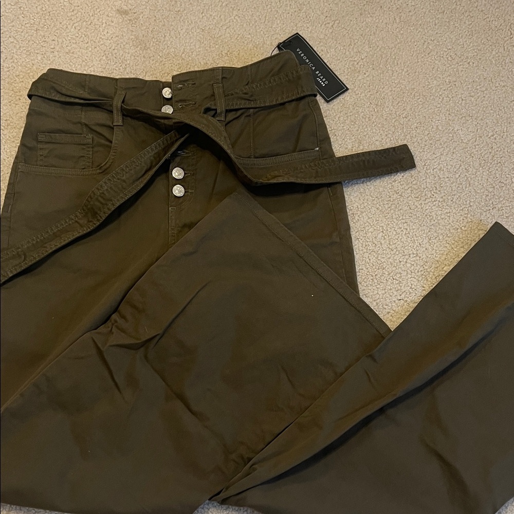 Veronica Beard Olive High-Waisted Pants NWT